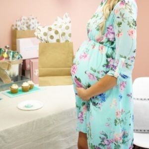 Large PinkBlush mint floral dress
